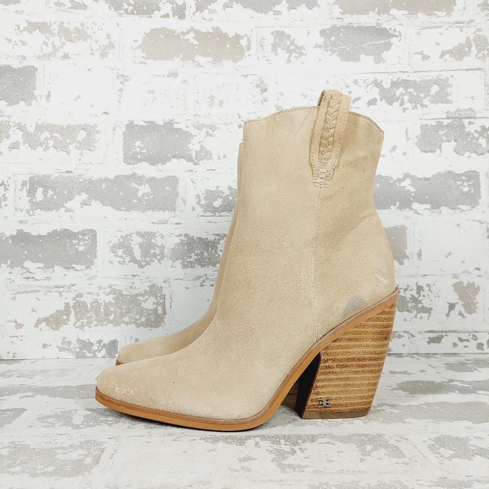 New Sam Edelman Agnes Cream Suede Western Bootie T604